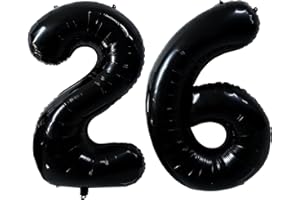 CHANGZHONG 40 Inch Black 26 Balloons Large Black 26 Number Balloon 26th Birthday Balloon Black Birthday Party Decorations Wedding Anniversary Party Supplies (Number 26 or 62)
