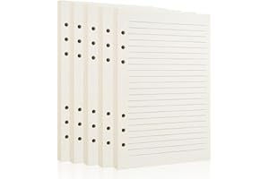 ENJOYTHINK Lined Refill Paper A5 for Filofax - 150 Sheet/300 Pages 6 Punched Holes Loose-Leaf Refillable Lined Paper - A5 Binder Inserts Notebook Refills - Ruled Notepaper for Diary Planner Meeting Travel Record