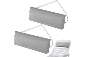 Qunclay 2 Piece Headrest Pillow Pool Furniture Lounge Pillow Chair Pillows Patio Furniture Pillows with Adjustable Elastic Tape Band Head Support Pillow for Pool Patio Chairs (Gray)
