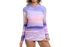 SURFEASY Rashguard Femme Manche Longue, Séchage Rapide Maillot de Bain pour Natation Surf
