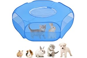 MOETYANG Small Animal Cage, Hamster Playpen, Guinea Play Pen with Cover, Outdoor/Indoor Pet Pop up Playpen, Hamster Run Playpen Tent Perfect for Rabbit Guinea Pig Rat Puppy (Blue)