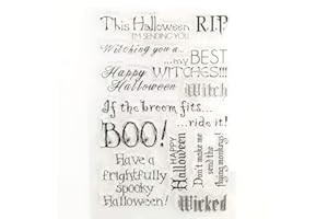 WOOYANGFUN Joyful Home 1pc Happy Halloween Words Boo Rubber Clear Stamp for Card Making Decoration and Scrapbooking
