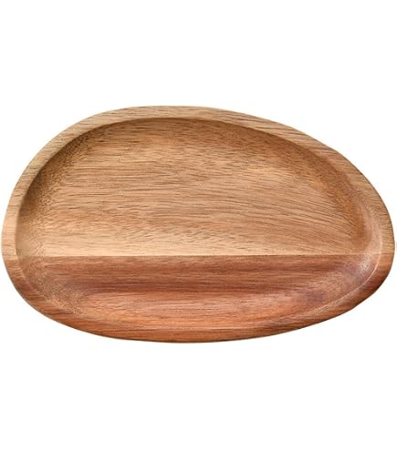 Plateau Rond En Bois Sur Pied - Décoration Table Centre, Entrée, Cuisine - Dimensions ~13 X 4,5 Cm - Style Ferme, Naturel
