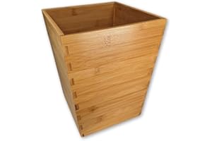 Osco Bamboo Waste Bin Square – Sustainable MOSO Bamboo Trash Can & Recycling Basket for Home, Office, Bathroom – H28 × W21.5 x D17.5 cm, Single