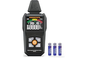 POROMETISTO 5-IN-1 EMF Messgerät ET01PRO,Gleichzeitige Anzeige von EF/MF/RF/TEM/HUM,Elektrosmog Messgerät Mit Maximal,Minimalwertanzeige und Datenspeicherung,Geeignet für Büro, Zuhause und Geisterjagd