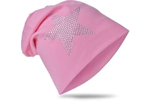 Miobo Berretto Slouchy per Bambini, Cotone, Stella con Strass