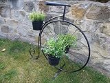 Negro metal Penny Farthing bicicleta soporte de plantas maceta (capacidad...