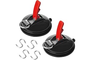 JNNJ 2 Pièces Crochet De Ventouse Voiture, Ventouses Voiture avec 4 Crochets en S, Crochets à Ventouse De Voiture pour Tentes, Ventouse Crochet Multifonctionnel pour Voitures Camping(Noir/Rouge)