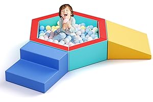 Lischwert Kinder bällebad Schaumstoff bausteine 6 Grossbausteine Schaumstoffbausteine Bauklötze Riesenbausteine Schloss-Set, Mehrfarbig