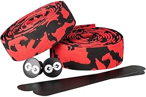 URBAN ZWEIRAD Cinta para manillar de bicicleta resistente al desgarre, incl. tapas laterales y bandas adhesivas - Extremadamente antideslizante y fácil de colocar (camo negro/rojo, elástico)