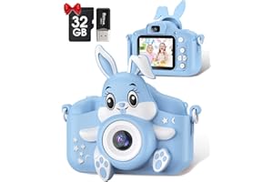 Appareil Photo Enfant, GREENKINDER 2.0 Pouces Appareils Photos Numériques pour Enfants avec 32GB SD Carte, HD 1080P Mini Caméra Enfant Rechargeable Caméscope Cadeau Jouet Filles Garçons de 3 à 12 Ans
