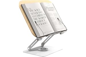 Gwezmxs Atril para Libros, 360° Ajustable Madera Soporte para Libros Leer, Plegable Atril Lectura, Book Stand Holder