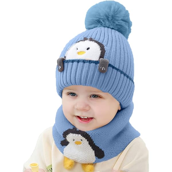 Sjaalmuts voor baby's, babymuts, met pompon, schattige
