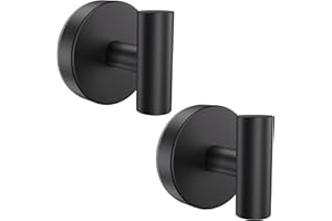 Aikzik Suction Hooks for Shower, Bathroom, Kitchen, Glass Door – Towel, Loofah, Coat, Bath Robe Hook Holder for Hanging up to 15 lbs Removable Wall Hooks Waterproof & Rustproof – Black (2-Pack)