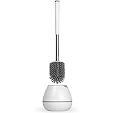 Soft Bristle Rubber Toilet Brush | Plastic Holder Included | Sturdy & Easy Clean Head | Non-Scratch Durable Bristles | M&W