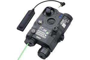 Zhongren Tactical PEQ-15 Upgrade Version Battery Case Box Red/Green/Blue + LED White Flashlight for Airsoft Paintball Hunting AEG GBB CQB (Black,Green)