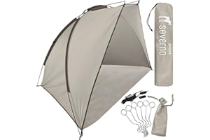 SEVERNO Strandzelt Gran Canaria, 220x120x120 cm, Sonnenschutz & Windschutz, Leicht mit Tragetasche, Grau