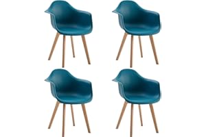 GrandCA HOME Pack de 4 Sillas de Comedor Sillas de Cocina Nórdicas con Patas de Madera de Haya, Sillones Modernos para Salón, Oficina, Dormitorio, Comedor,Verde Tinta