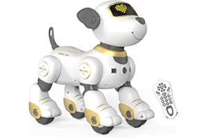 Luyiilo Ferngesteuertes Roboter-Hundespielzeug für Kinder, programmierbarer Roboter-Welpe, intelligentes interaktives Stunt-Roboter-Hundespielzeug für Kinder Geschenk (Gold)