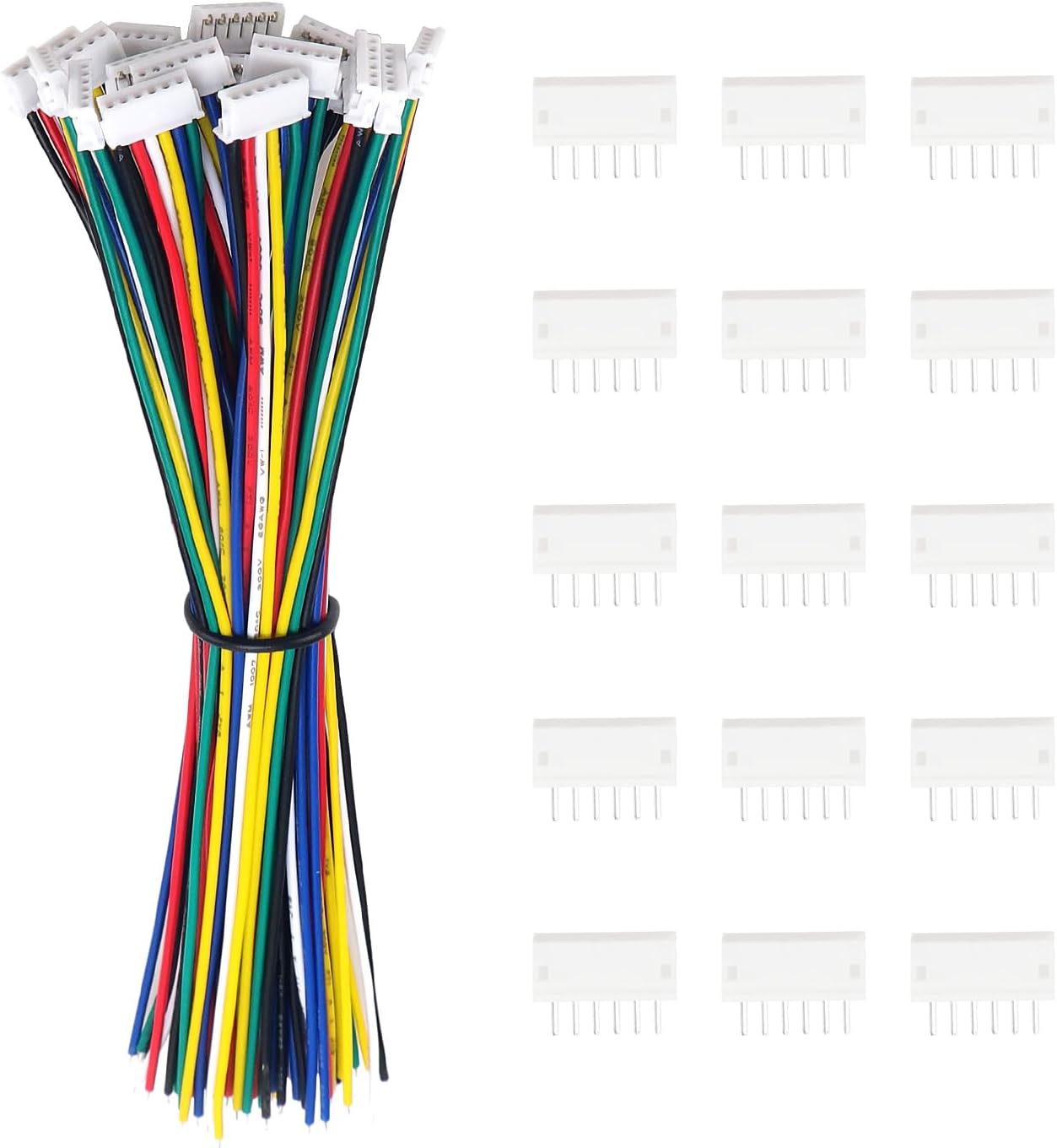 Lyeteung 15 Juegos Conectores JST 1.5 ZH, Mini Micro JST ZH 6 Pin Conector Macho con Cable de 150mm 26AWG y Hembra