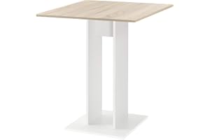 [en.casa] Tavolo con Piano Quadrato da Cucina Tavolo a Colonna da Bar per Sala da Pranzo Monolocale Angolo Cottura 65 x 65 x 78 cm - Effetto Rovere/Bianco