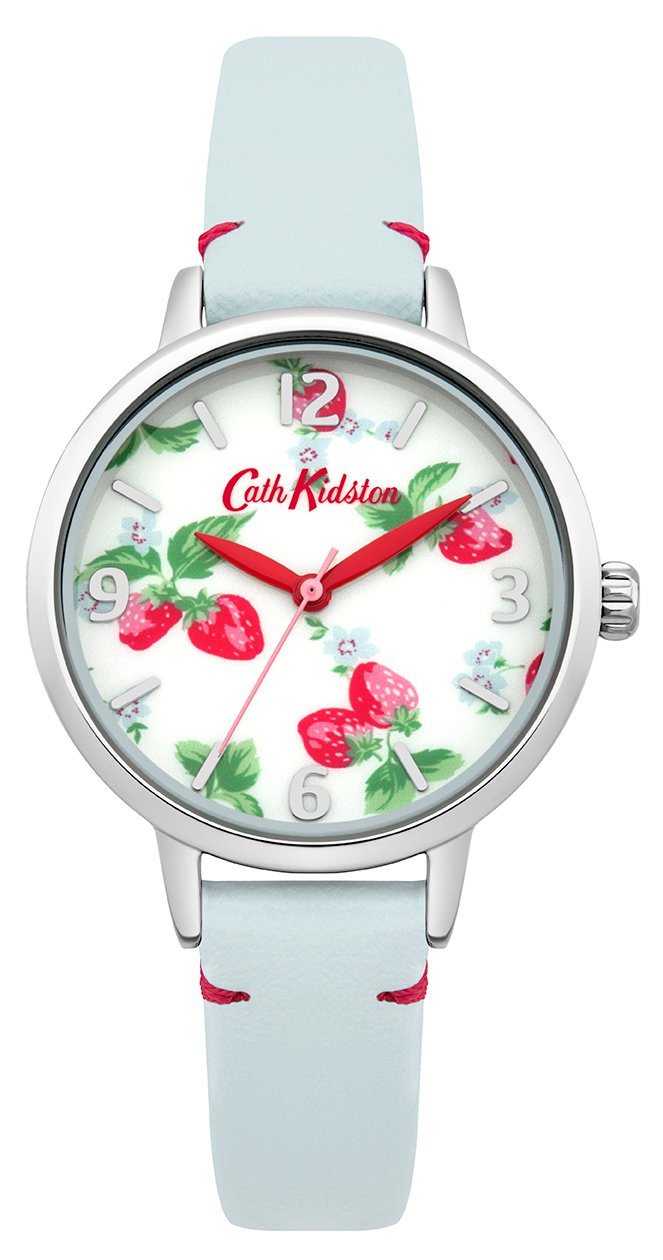 Ladies Cath Kidston Strawberries Light Blue Leather Strap Watch CKL006WUS