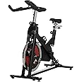 HOMCOM Indoor Exercise Bike, Stationary Bike, Cycling Machine with Adjustable Seat & Resistance, Wheels, 18kg Flywheel, Cup Holder and LCD Monitor