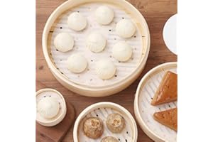 RUIYWEN 100 Fogli di Carta Tonda Diametro 23cm con Fori Carta da Forno Antiaderente per Cottura a Vapore Steam per Friggitrice ad Aria