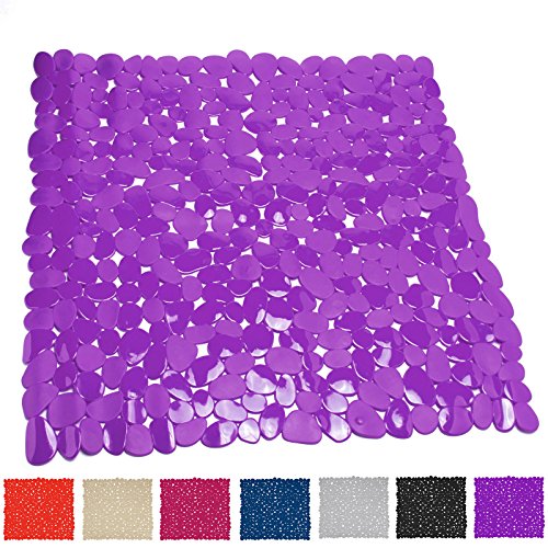 Duschmatte, Badematte, Badewanneneinlage PVC "Kieselsteine"LILA 52 x 52