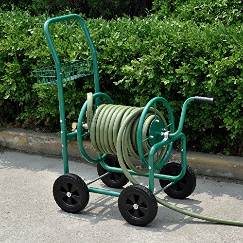 [pro.tec] Metall Schlauchwagen (XL) Profi (Anschlüsse: 3/4 Zoll) (Farbe: grün) – Abrollen in 90° zur Fahrtrichtung - 7