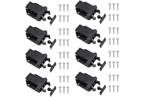 REBANKY LanYing 8 Piezas Cierre Push to Open Pestillo con Tornillo Pestillos de Liberación Táctil para Puerta De Armario Cajón,Negro