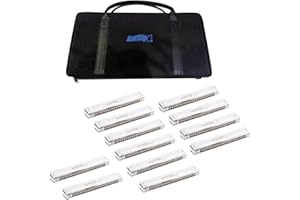 East Top Mundharmonika 12er Set, 24-Loch Professionelle Tremolo Mundharmonikas T2406S Mundharmonika Für Erwachsene, professionelle Bandspieler und Studenten, als Geschenk