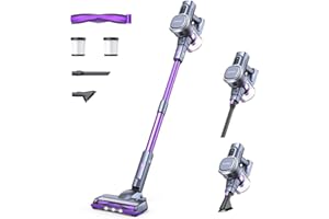 Lubluelu Bezprzewodowy odkurzacz 202 z wydajnymi szczotkami elektrycznymi 27 KPa/220 W/50 minut autonomii, łatwość czyszczenia, lekki, mop do odkurzacza do twardej podłogi, dywan i sierść zwierząt