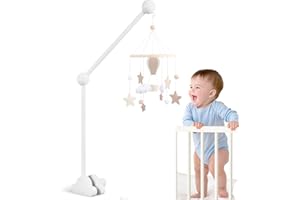 OAKENCREST Supporto Giostrina Lettino, Supporto Mobile per Giostrina Culla Neonato Nuvole in Legno, Ruotabile, Accessori letto per Bambini, per Campanelli da Letto Carillon