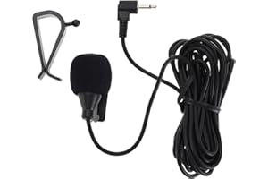 eMagTech 1 x klips mikrofon GPS stereo radio przewodowe mikrofon samochodowy klamra wklej typ z gąbką mikrofonową czarny 60 Hz-15 kHz, 2,5 mm