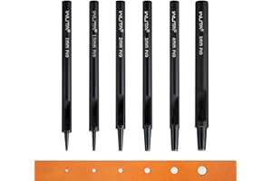 WUTA Beschichtung Titan Locheisen Set, Rund Hohlstanz-Schneidewerkzeug, Locheisensatz für Leder, Uhrenarmband, Dichtungsgürtel(6 Stück)