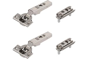 2 x siwitec Blum CLIP top BLUMOTION 110° Scharnier zum Anschrauben mit Feder, Softclose, vernickelt, Eckanschlag, inkl. geraden Exzenter-Montageplatten