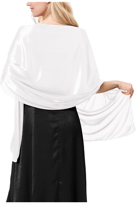 Écharpe Pashmina Femme En Mousseline - 210x70cm Avec Dentelle - Soie Chic Pour Mariage, Soirée - Multifonction