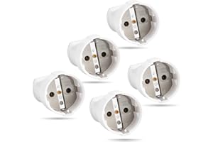 GLIROWY 5x Schuko Kupplung weiß mit Zugentlastung 16A Schukokupplung für Innenbereich Schukokupplungen 250V Kupplung Schuko Kabel Kupplung, PVC Schutzkontakt Kupplung 250V, 2-polig