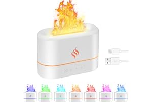 Vusddy Dyfuzor aromatów, nawilżacz powietrza, 3 timer, 7 kolorów, automatyczne wyłączanie bez wody, dyfuzor olejków eterycznych do domu, biura, sypialni (biały)