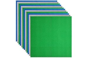 Lekebaby 12 Platten-Set Bauplatte Kompatibel mit Meisten Marken, 25 * 25cm, Grüne Blaue Graue Grundplatte
