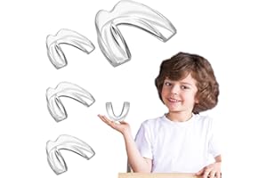 EASTERMCARE Kids Mouth Guard for Teeth Grinding, Pack of 4 Bite Guards + Dental Guard Case, Eliminate Clenching Bruxism, Teeth Whitening Tray & Sports, Child Moldable Bite Guards(5-10 Years Old Kids)