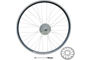 MADSPEED7 QR 700c 28" (ETRTO 622x19) Hybrid Bike REAR Wheel + 9 speed Freewheel (11-32t) + 160mm Disc Rotor - Sealed Bearing (6 Bolt) Disc Brake Hub (Very Smooth hub) - Double Wall – 32x Silver Spokes