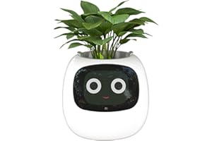 ‎MASDIO Masdio Smart Flowerpots, with Artificial Intelligence, Time Temperature Display, and Numerous Expressive Animations Based On The Environment, for Interior Decoration (White)