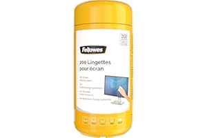 Fellowes Boite 200 Lingettes nettoyantes pour le Bureau, pour les écrans et autres surfaces, sans alcool, 8562901