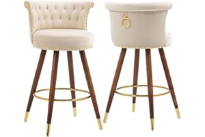 SUPPNEED Juego de 2 taburetes de bar giratorios, taburetes de comedor de 2 piezas con una altura fija de 360 grados, sillas de comedor suaves para cocina y comedor (Ivory)