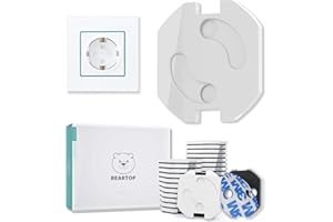 Cache prise bébé de BEARTOP BEARTOP | à coller | mécanisme de sécurité spécial | kit securite bebe | protège-prise, cache prise electrique, protège prise bébé | Garantie de satisfaction (3 ans)*