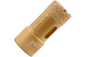 SHDIATOOL Corona de diamante diámetro 25 mm altura diamante 15 mm para porcelana azulejos granito mármol seco