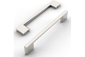 Amerdeco 10 pezzi Maniglie per Mobili da Cucina Distanza fori 128mm Nichel Satinato Spazzolato Maniglie cucina armadietti in acciaio Lega di zincoper mobili da cucina per mobili UK0035