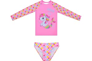 POWER FLOWER Bañadores de Manga Larga Sets Rashguard Traje de Baño Protección Solar Ropa de Baño para Niñas de 2 a 12 Años